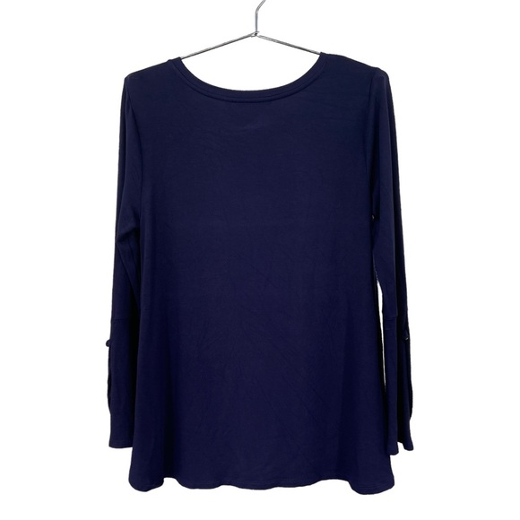 Soft Surroundings Long Sleeve Scoop‎ Neck Top Size Medium Women's Navy Blue - Picture 2 of 11